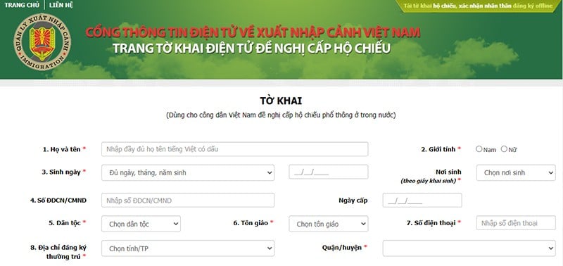 Hướng dẫn làm hộ chiếu phổ thông online