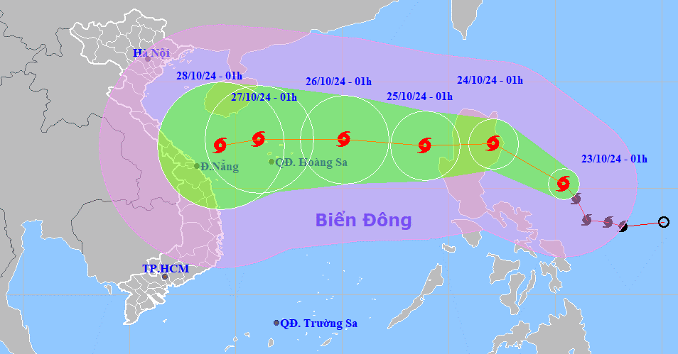 Tin bão Trà Mi mới nhất ngày 23/10 và thời tiết Biển Đông