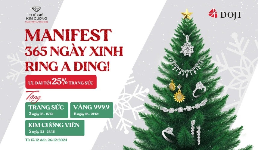 ‘Manifest’ 365 ngày xinh tươi với quà trang sức DOJI và Thế Giới Kim Cương