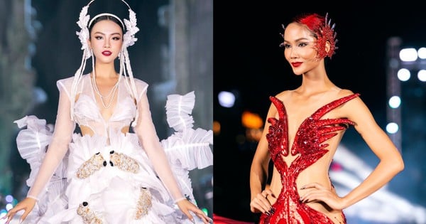 Mademoiselle H'Hen Nie porte une robe fendue sexy et rivalise avec sa dauphine Thuy Tien. Qui est la plus remarquable ?