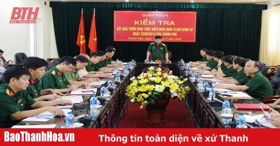 Military Region 4 inspects the implementation results of Decree 21 of the Government in Thanh Hoa