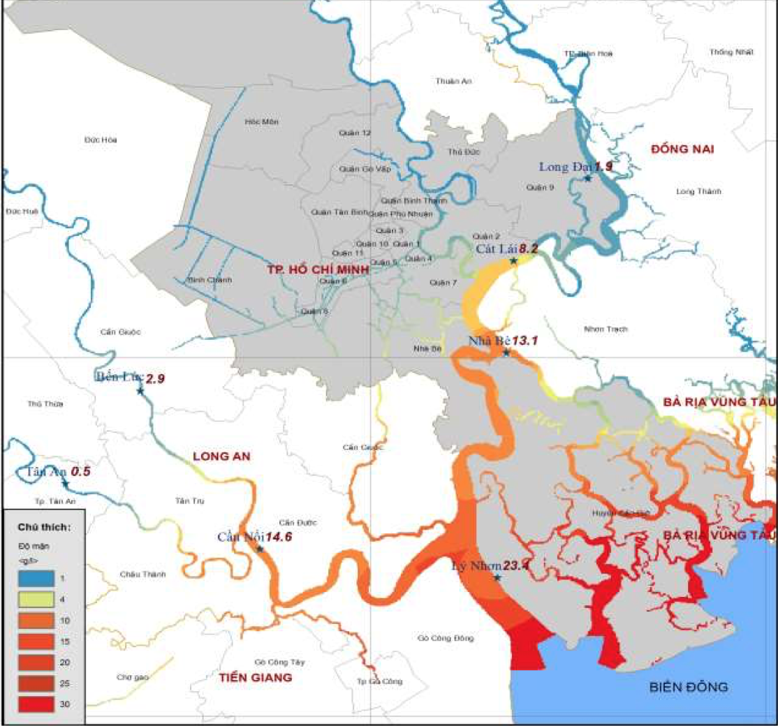 Xâm nhập mặn 'tấn công' khu vực cửa sông TP.HCM- Ảnh 1.