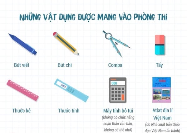 Các vật dụng thí sinh được phép mang vào phòng thi tốt nghiệp THPT 2023