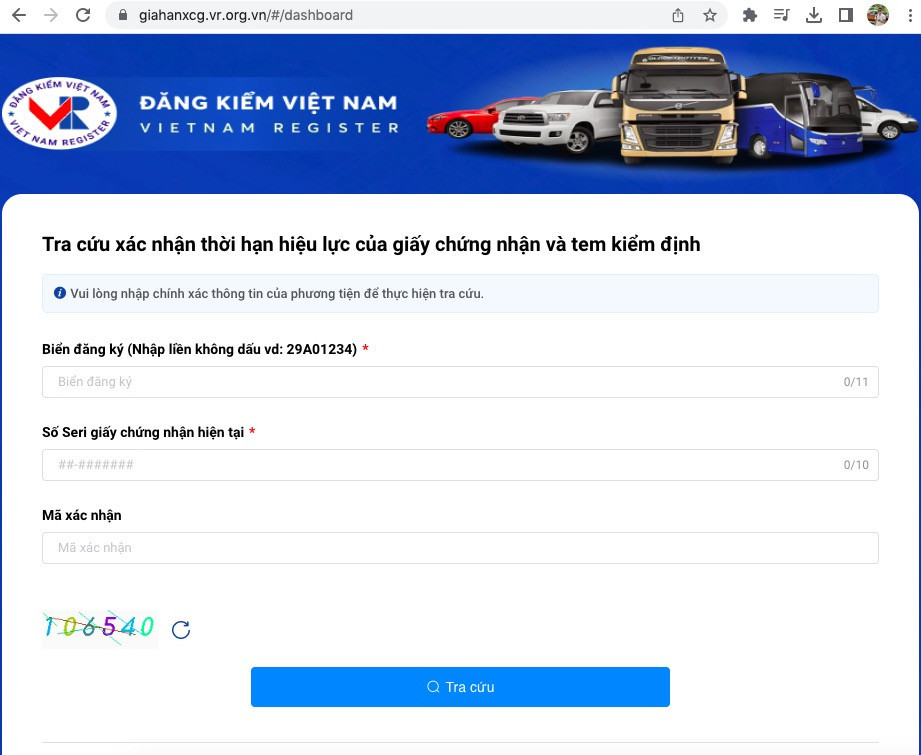 Chủ xe khó truy cập trang web gia hạn đăng kiểm