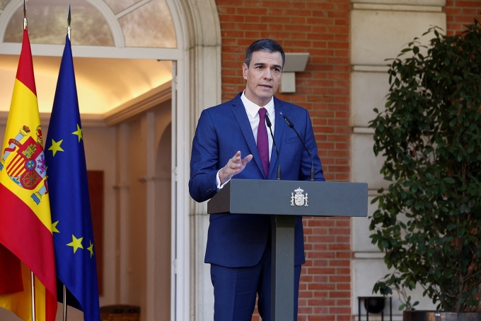 Le Premier ministre espagnol Pedro Sanchez lors d'une conférence de presse à Madrid le 20 novembre. Photo : AFP