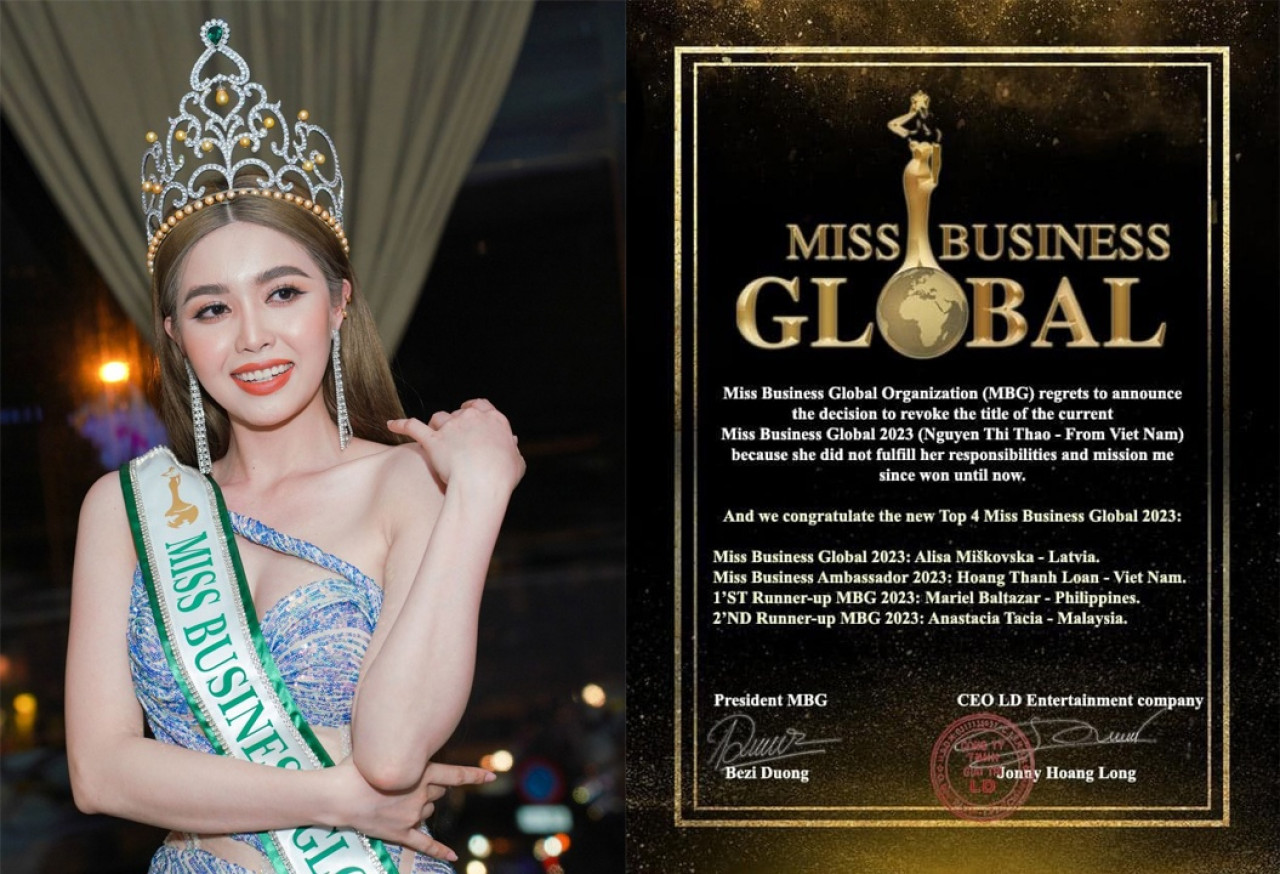 Vietnamese beauty stripped of Miss Global Businesswoman 1 crown