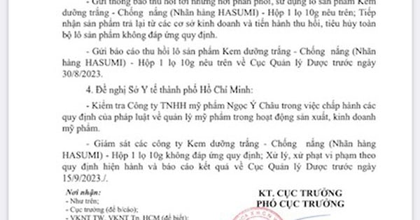 Vorschlag an das Gesundheitsministerium von Ho-Chi-Minh-Stadt und Tien Giang, die Produktion und den Handel von Kosmetika zu kontrollieren