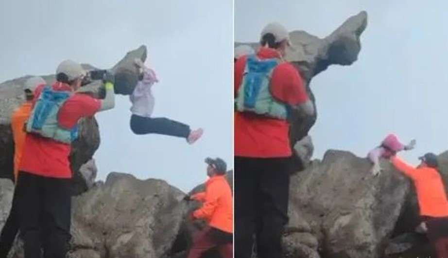 Monde - En posant pour une photo de « vie virtuelle » sur une falaise, une touriste a failli perdre la vie