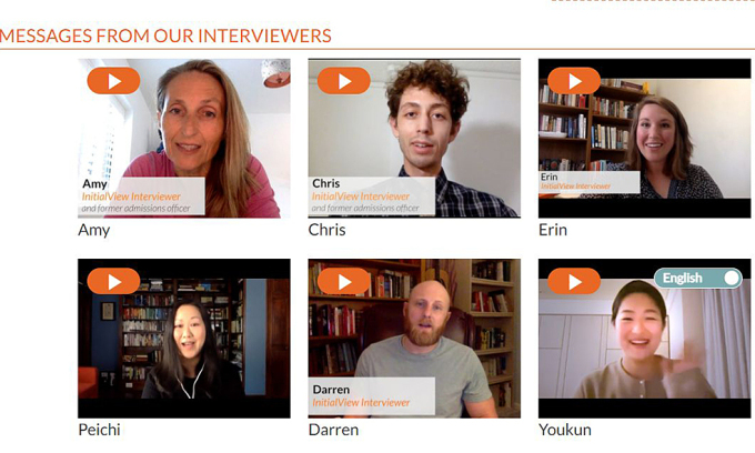 Website allows for interview practice and video recording. Screenshot