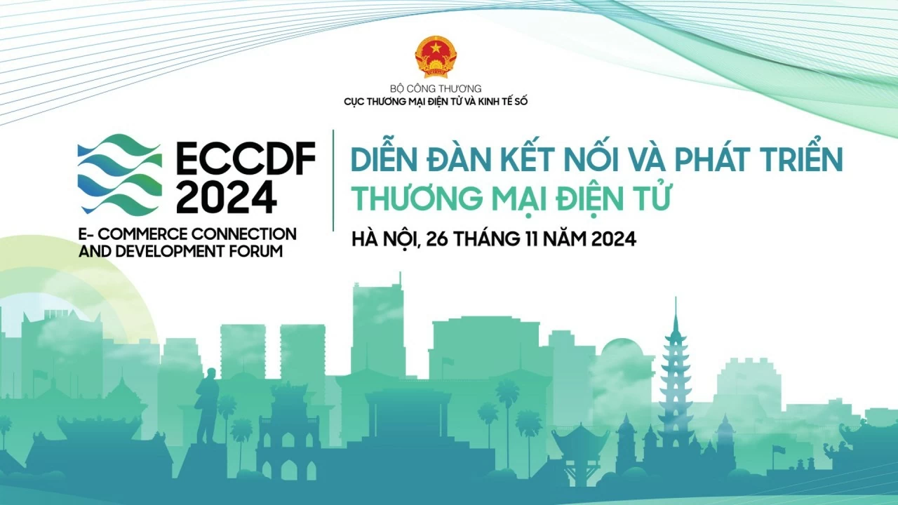 Diễn đàn kết nối và phát triển thương mại điện tử 2024 với chủ đề “Thương mại điện tử xuyên biên giới: Cơ hội xuất khẩu cho sản phẩm Việt”. (Nguồn: BTC)