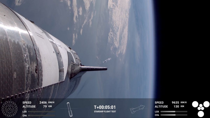 Der obere Teil des Starship-Systems ist das im Weltraum fliegende Raumschiff. (Foto: SpaceX)