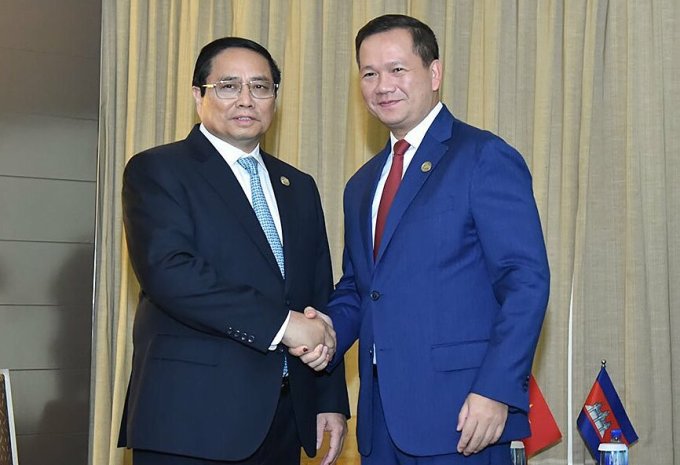 Le Premier ministre Pham Minh Chinh a rencontré le Premier ministre cambodgien Hun Manet le matin du 6 mars. Photo : Tuan Anh