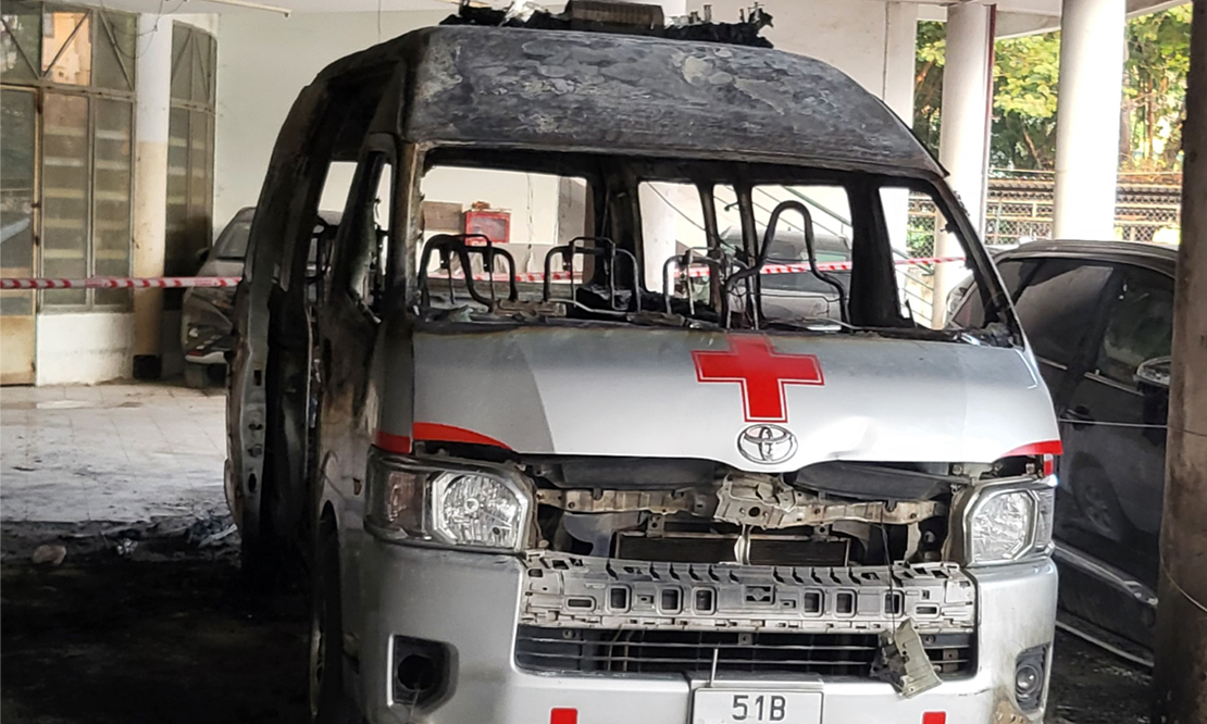 Ambulance on fire in District 10 'not licensed to transfer patients'