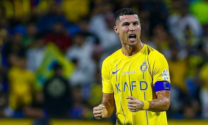 Ronaldo celebrates his third hat-trick for Al Nassr. Photo: Janty