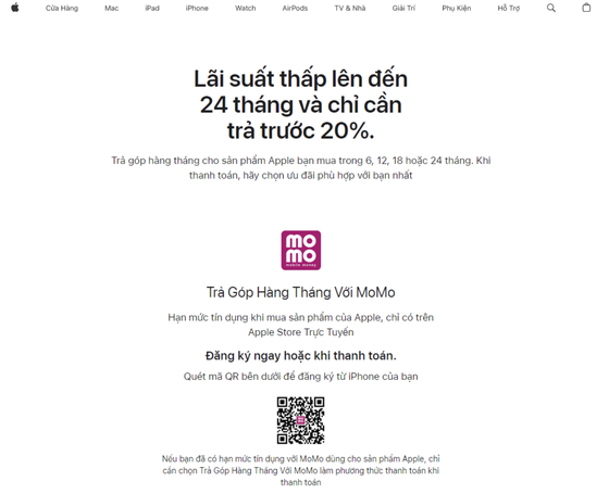 Use MoMo to pay when shopping at Apple Store online in Vietnam photo 1