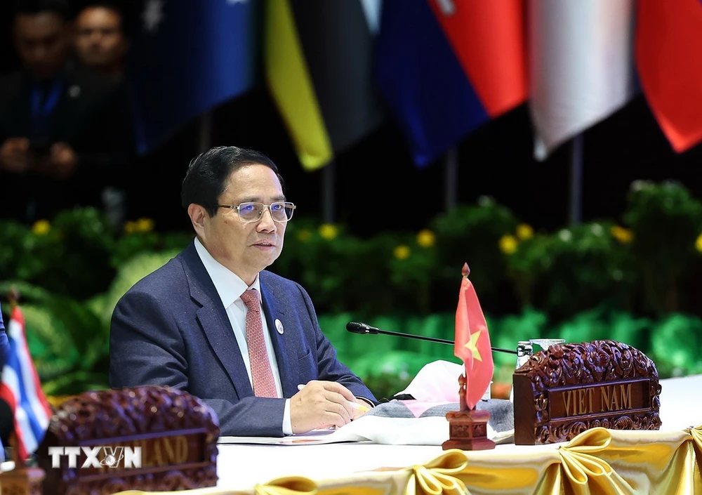 Prime Minister Pham Minh Chinh at the 2nd Summit of the Asian Net Zero Emission Community (AZEC). (Photo: Duong Giang/VNA)