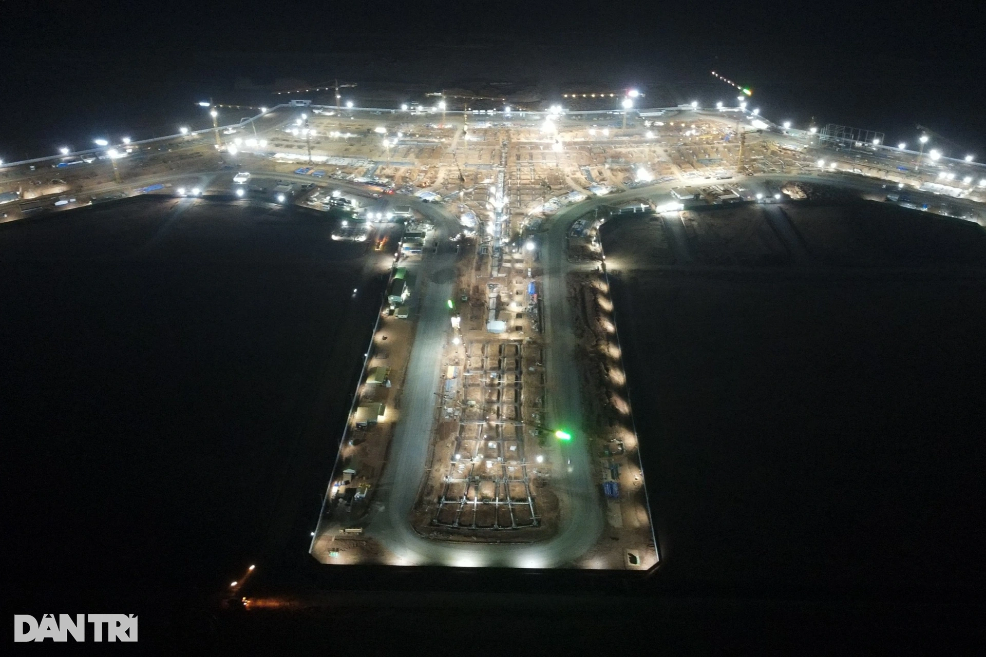 Long Thanh airport construction site lights up at night