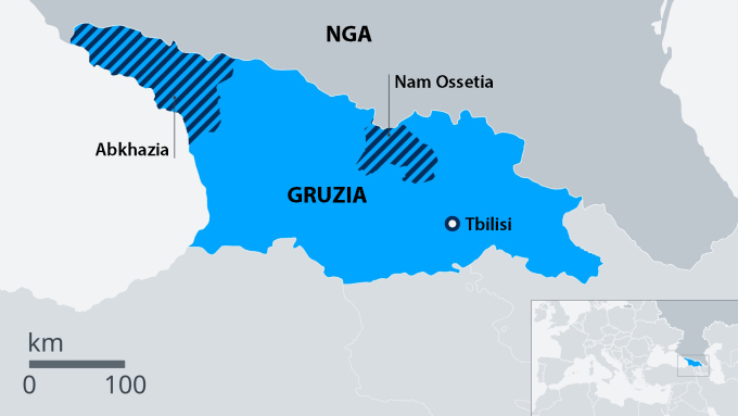 Location of Russia and Georgia. Graphics: DW