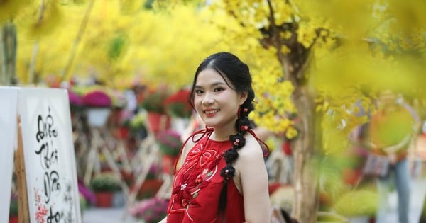 Young people flock to Ong Do street and Mai Vang street in Ho Chi Minh City to take Tet photos