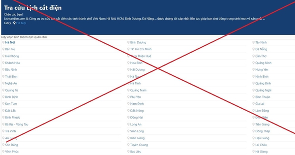 Cảnh báo nhiều website giả mạo thông tin lịch cắt điện ở miền Bắc