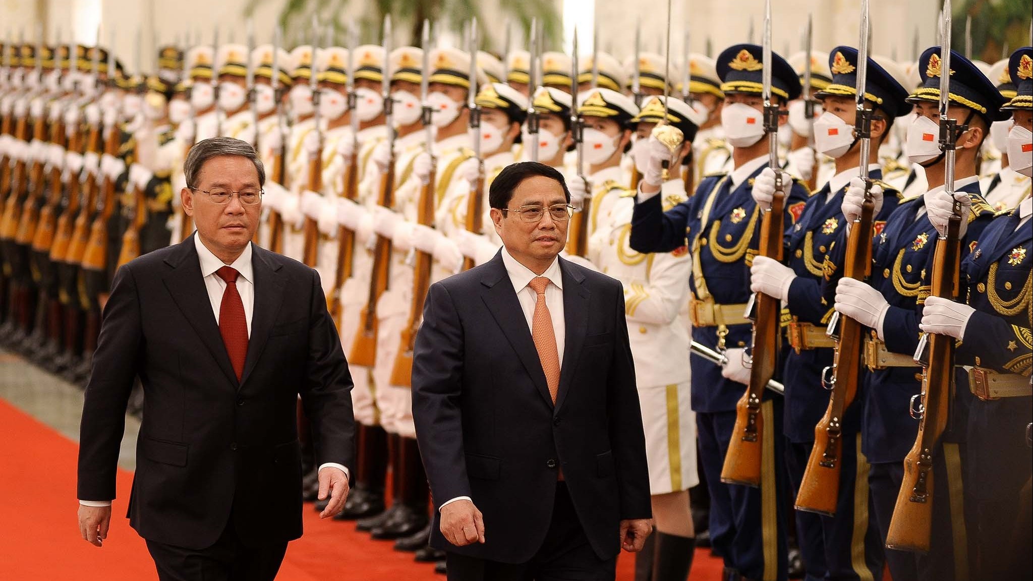 Offizielle Begrüßungszeremonie für Premierminister Pham Minh Chinh in der Großen Halle des chinesischen Volkes