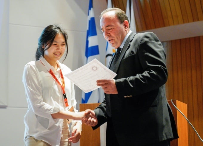 Gia Khanh when his name was announced and he received the Honorable Mention award at IPO, May 2023. Photo: Character provided