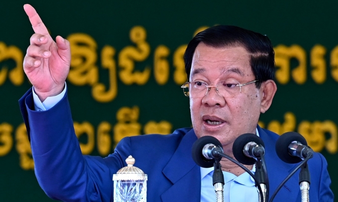 Thủ tướng Campuchia Hun Sen tại Phnom Penh hôm 19/6. Ảnh: AFP