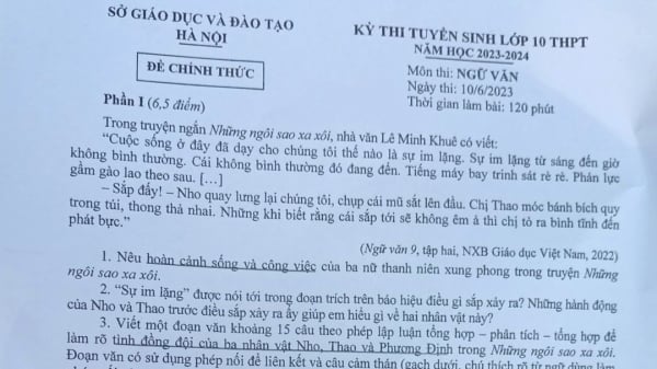 Đề thi và gợi ý đáp án môn Ngữ văn thi lớp 10 công lập Hà Nội năm 2023