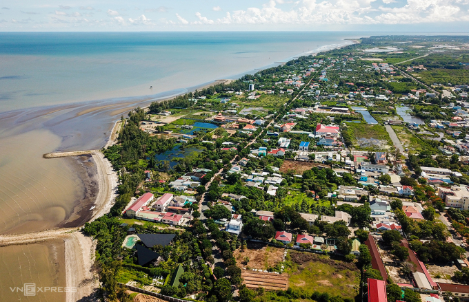 Khu vực thị trấn Cần Thạnh, huyện Cần Giờ và vùng biển xung quanh tháng 7/2020. Ảnh: Quỳnh Trần