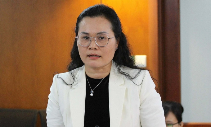 Mme Le Thuy My Chau lors de la conférence de presse de l'après-midi du 21 mars. Photo: Le Nguyen