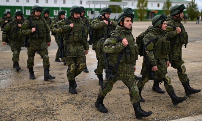 Lực lượng quân nhân dự bị của Nga diễn tập tại tỉnh Rostov vào tháng 10/2022. Ảnh: Reuters