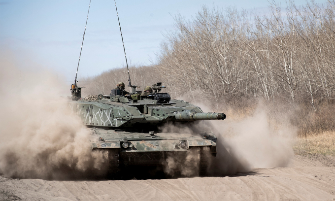 Kanadische Panzerübung mit Leopard 2A4 in Wainwright, Alberta, April 2021. Foto: Reuters