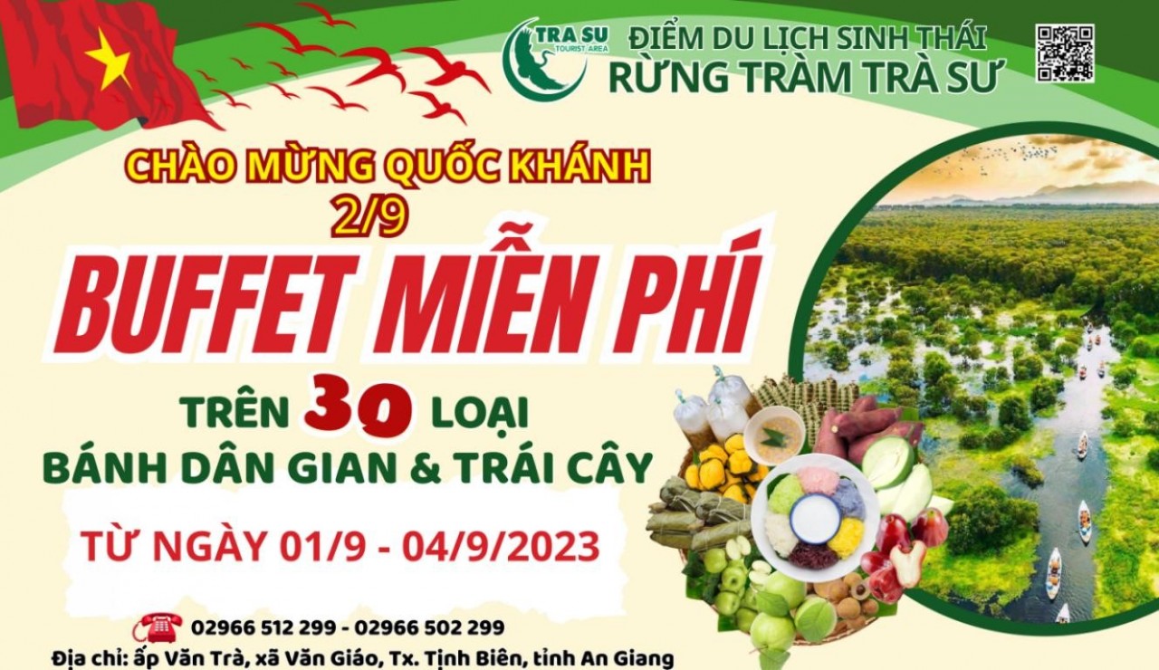 Mừng Quốc khánh ăn buffet thả ga tại Rừng Tràm Trà Sư