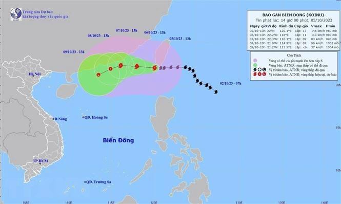 Bão Koinu đã đi vào Biển Đông, trở thành bão số 4 trong năm 2023