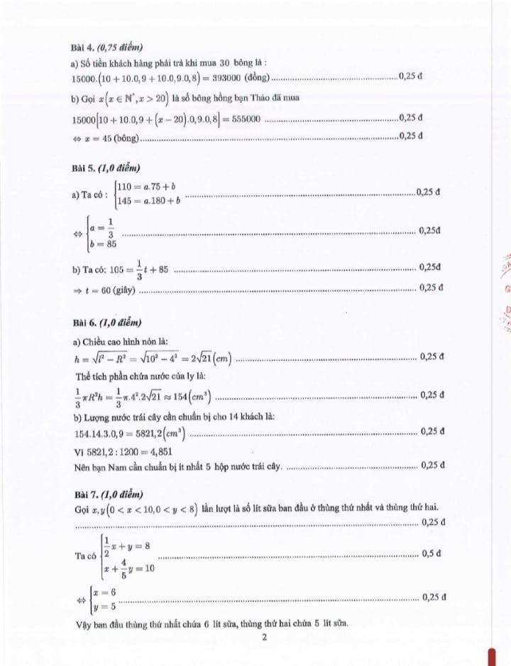 Respuestas oficiales del examen de matemáticas de décimo grado en Ciudad Ho Chi Minh - 2