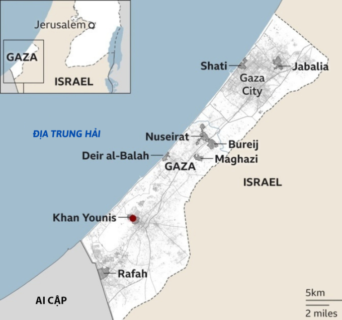 Location of cities in the Gaza Strip. Graphics: BBC