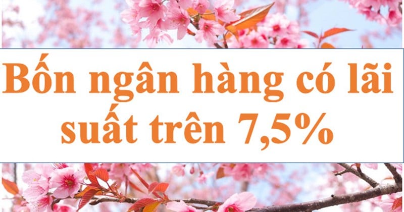 Bốn ngân hàng có lãi suất trên 7,5%