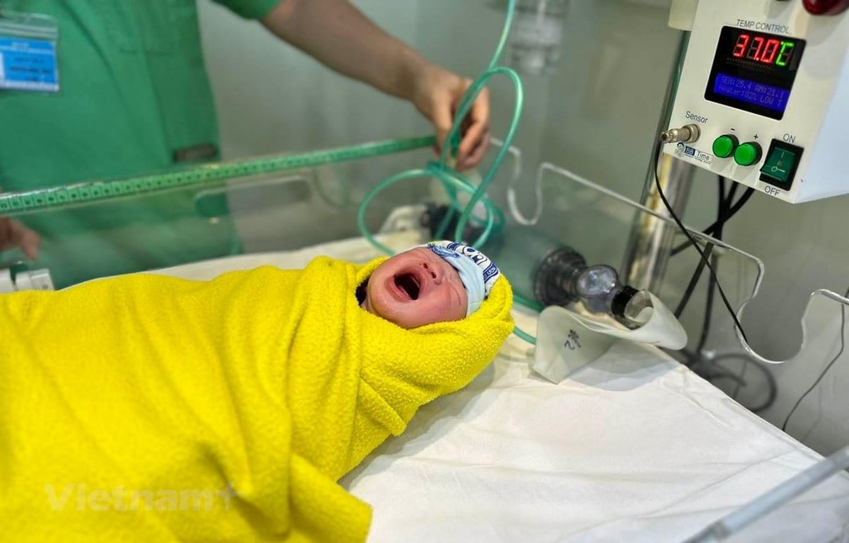 A baby is born at the Central Maternity Hospital. (Photo: T.G/Vietnam+)