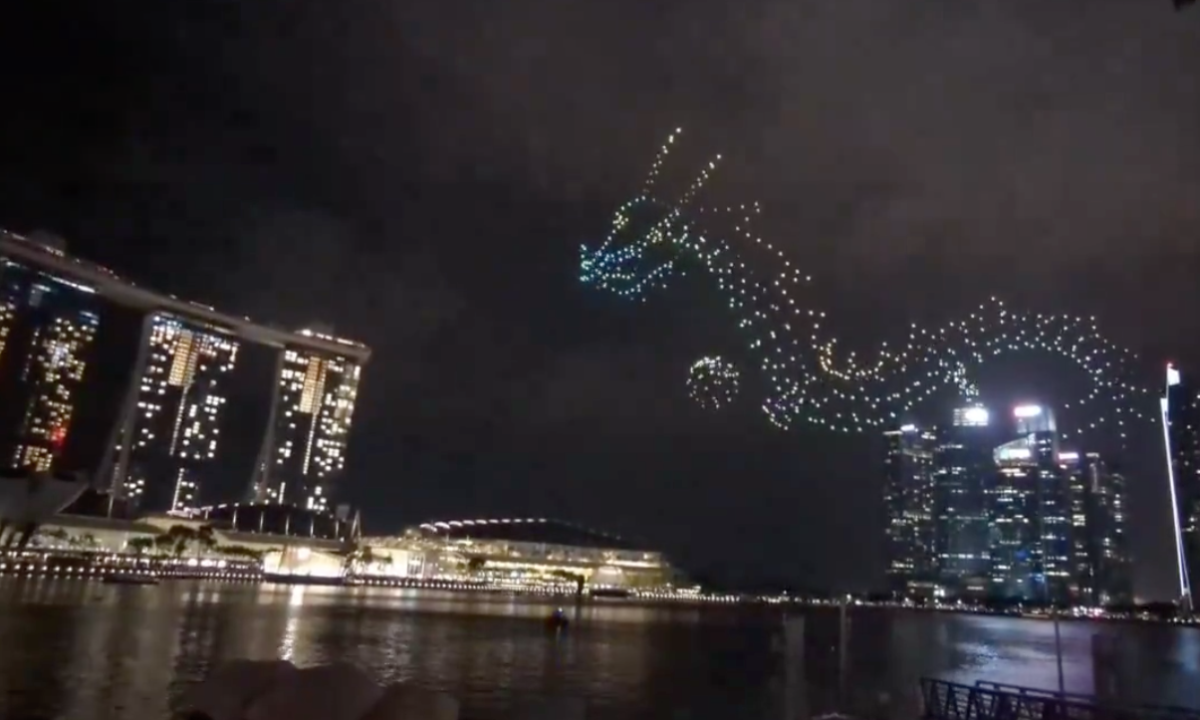 1,500 drones form giant dragon in Singapore sky