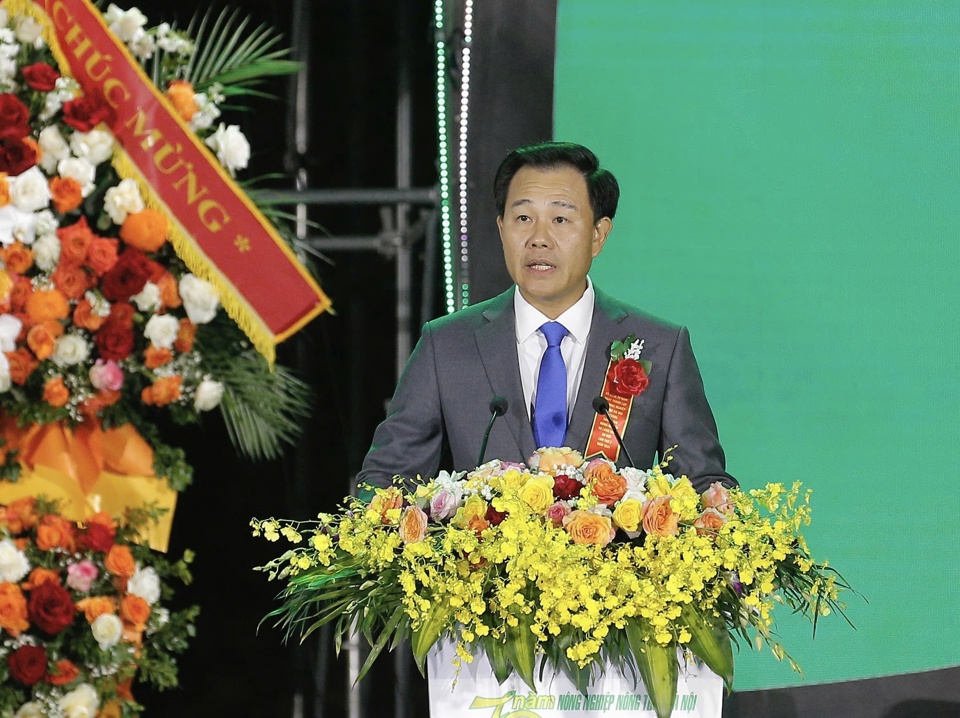 Director of Hanoi Department of Agriculture and Rural Development Nguyen Xuan Dai delivered a speech. Photo: Viet Thanh