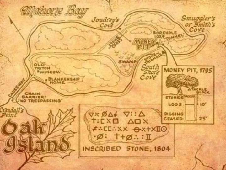 Schematische Darstellung des Weges zum Schatz auf Oak Island. (Foto: Live Science)