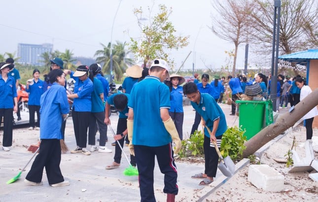 Zehntausende Jugendliche aus Ha Long schließen sich zusammen, um die Umwelt zu säubern. Foto 8