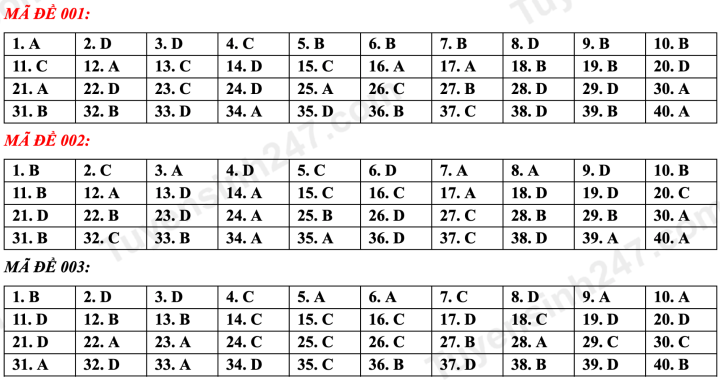 Suggested answers for the English exam for grade 10 in Hanoi, code 001 - 1