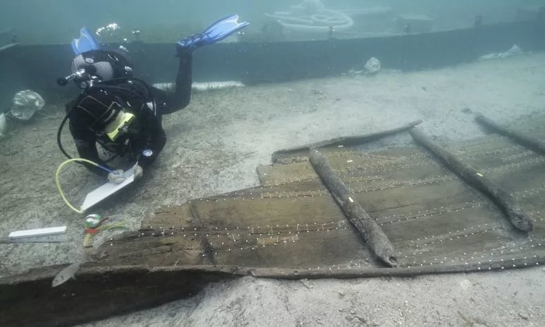 Wreck of the Mediterranean's oldest hand-sewn boat recovered