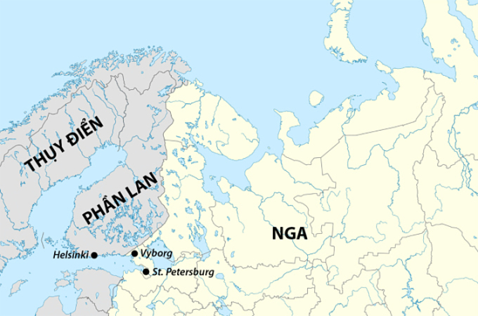 Localisation de la Finlande et de la Russie. Illustration : Wikimedia