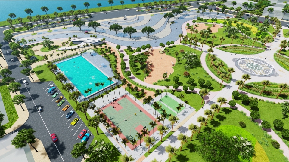 Le parc vert de Thach Bich a une superficie de construction d'environ 8,1 hectares.