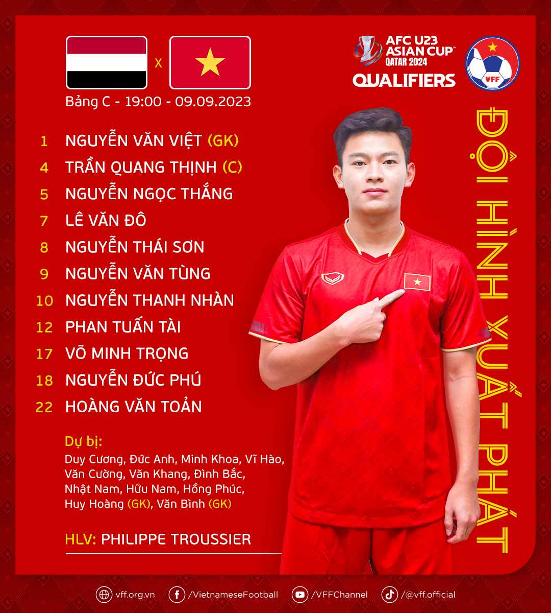 ចាប់ផ្តើមក្រុម U23 វៀតណាម។ រូបថត៖ VFF