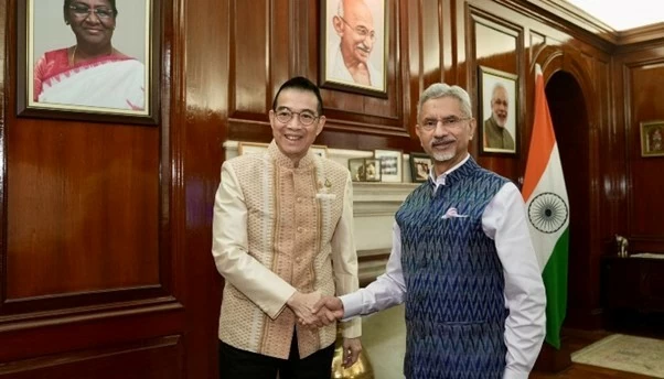 Ngoại trưởng Ấn Độ S. Jaishankar và người đồng cấp Thái Lan Maris Sangiampongsa tại thủ đô New Delhi ngày 2/11/2024. (Nguồn: PTI)