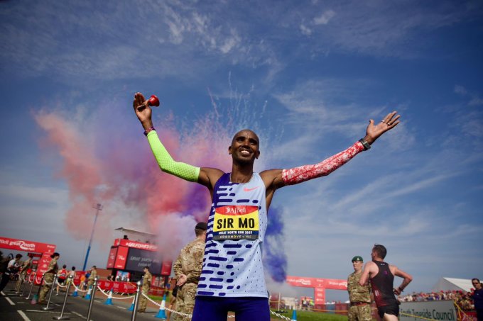 Farah thanked fans for their support after finishing the Great North Run 2023 on September 10. Photo: Great Run