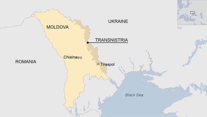 Ubicación de la región separatista de Transnistria en Moldavia. Gráfico: BBC